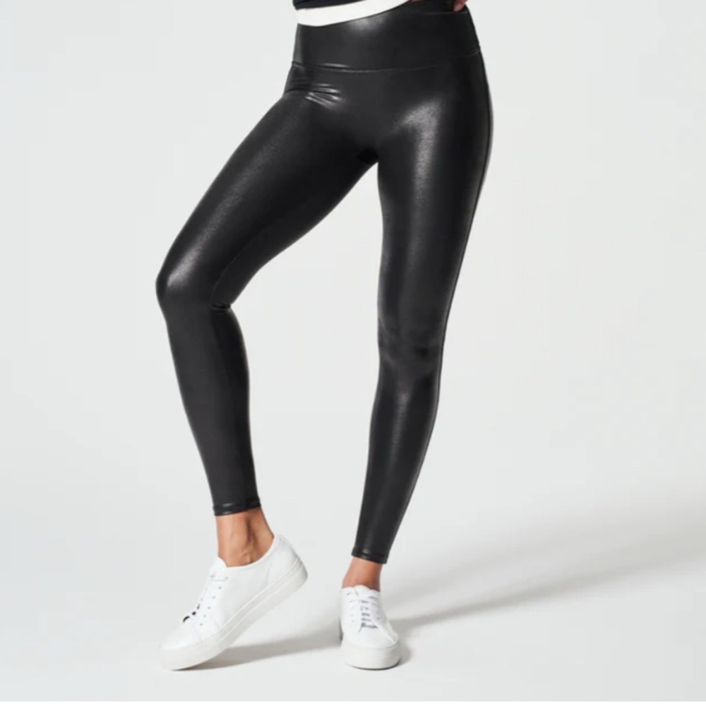 Spanx Faux Leather High-Waisted Black Leggings